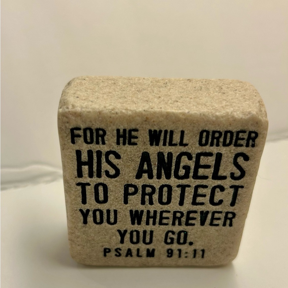 Inspirational Stone Decor with Psalm 91:11
